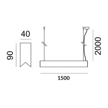 Lampada a sospensione biemissione 32,4W down 60W up 230V 3000K bianco.